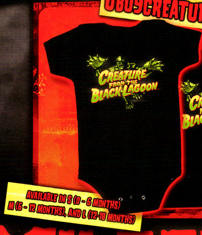 Show product details for Creature From The Black Lagoon- Picture on a black onesie by Rock Rebel (S:0-6m, M:6-12m, L:12-18m)