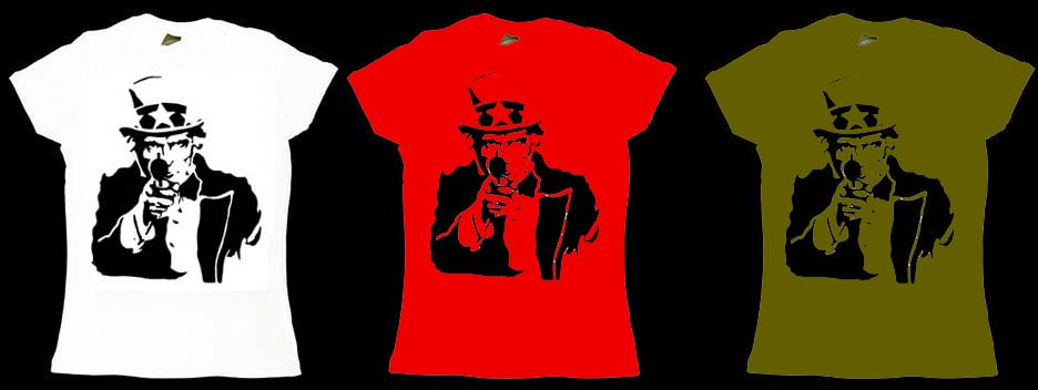 Uncle Sam With Gun on a girls fitted shirt