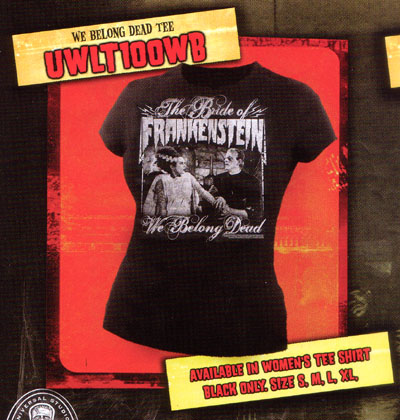 Show product details for Bride Of Frankenstein- We Belong Dead on a black girls fitted shirt
