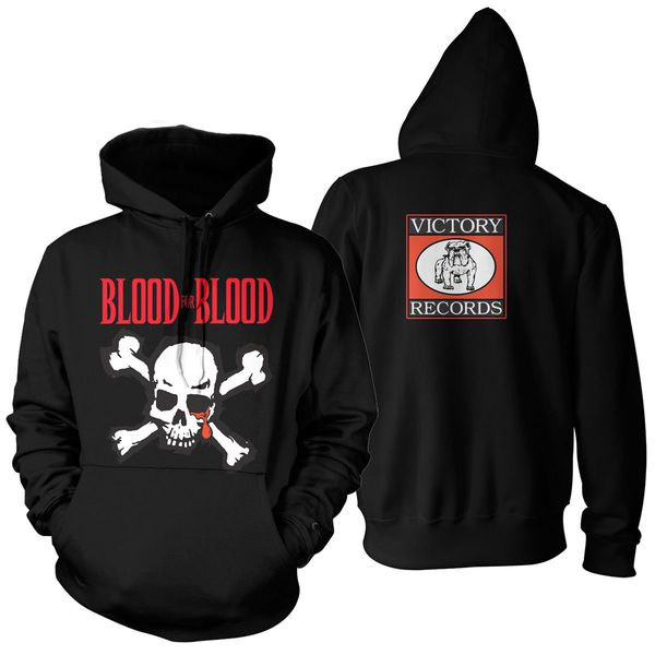 Blood For Blood- Skull And Crossbones on a black hooded sweatshirt 