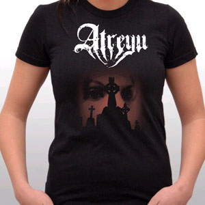 Atreyu- Yesterday (Graveyard & Eyes) on a black girls fitted shirt