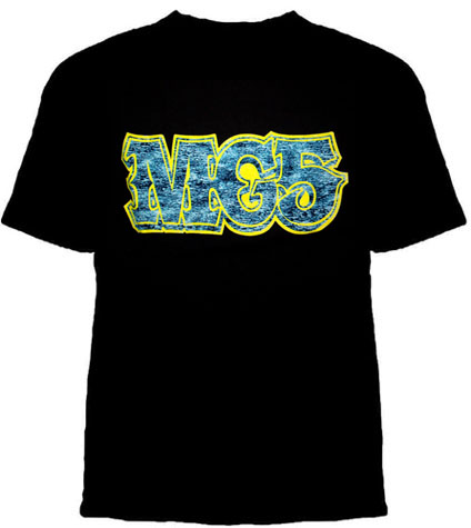 MC5- Blue & Yellow Logo on a black shirt (Sale price!)