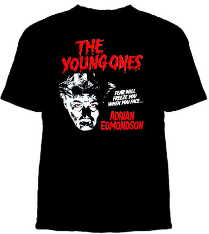 Young Ones- Adrian Edmondson on a black shirt (Sale price!)