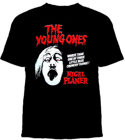 Young Ones- Nigel Planer on a black shirt (Sale price!)