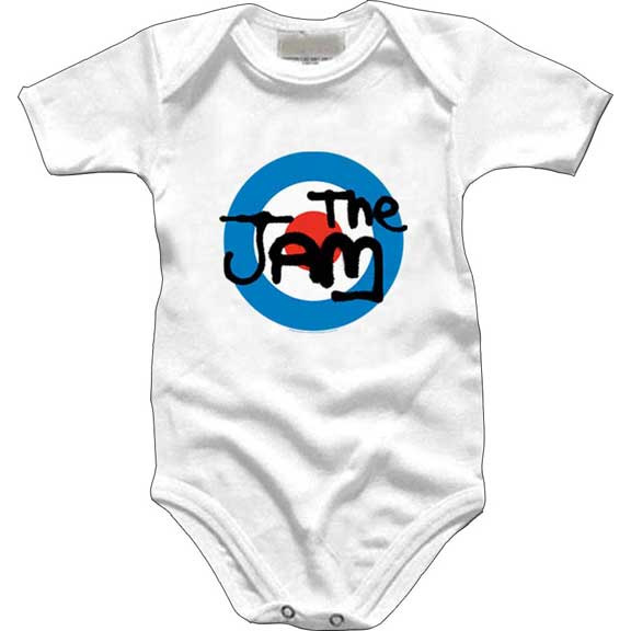 Jam- Mod Logo on a white onesie