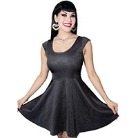 Death Repeat Print Embossed Skater Dress by Kreepsville 666 - SALE