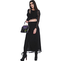 Black Phenex Slit Mesh Skirt- by Banned Alternative