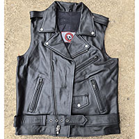 Classic Black Leather Motorcycle Vest by Angry Young And Poor