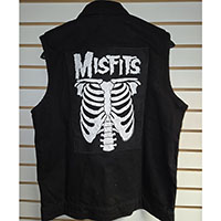 Black Denim Vest (Size L) With Sewn On Back Patch- MISFITS