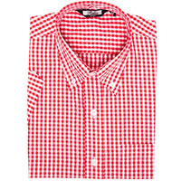 Gingham Short Sleeve Vintage Button Up By Relco London- Red Gingham
