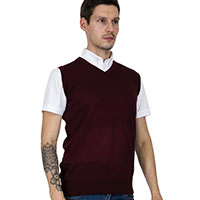 Tank Top (Vest) Sweater in BURGUNDY by Relco London