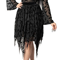 Bat Repeat Mesh Tiered Midi Skater Skirt by Kreepsville 666