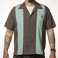 The Mickey Bowling Shirt by Steady Clothing -Coffee/Sage