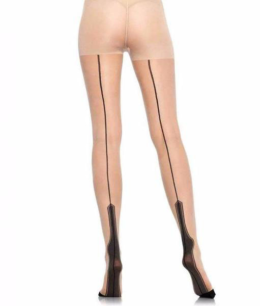 Sheer Havana Cuban Heel Backseem Pantyhose 