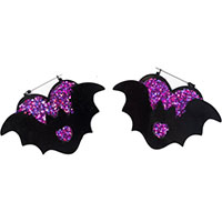 Purple Heart Bat Plug Friendly Black Oversized Hoop Earrings by Too Fast - SALE