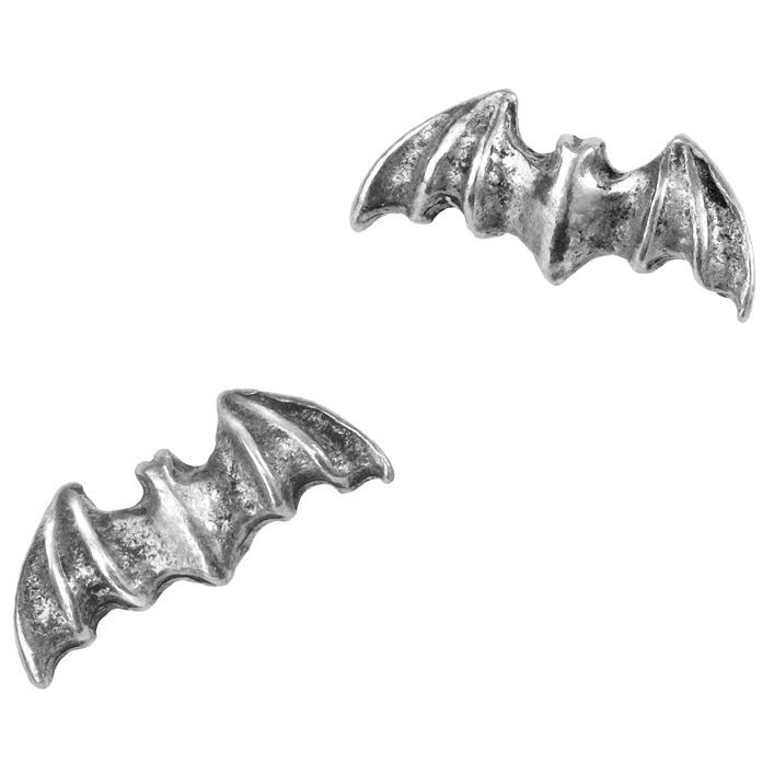 Bat Pewter Stud Earrings -by Alchemy England 1977 - SALE