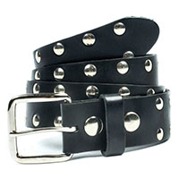 2 Row Spot Studded Black Leather Belt by Mascorro Leather