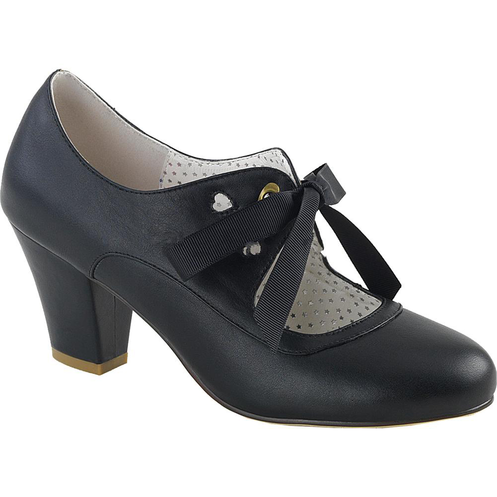 Wiggle Cuban Heel Mary Jane Pump with Ribbon Tie by Pin Up Couture / Demonia - in black - SALE sz 6 Only