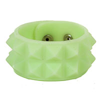 2 Row Pyramid Bracelet by Funk Plus- Green Rubber (Glow In The Dark)