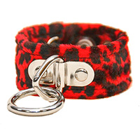 1 Bondage Ring on a Red Leopard Bracelet by Funk Plus