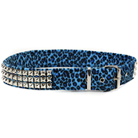 3 Rows Of Pyramids on a BLUE LEOPARD belt by Funk Plus