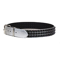 3 Rows Of Black Pyramids on a SILVER PATENT belt by Funk Plus