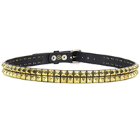 2 Rows Of BRASS Pyramids on a BLACK LEATHER belt by Funk Plus