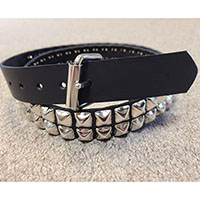 2 Rows Of Pyramids on a Black Matte Vegan belt by Funk Plus (Non-Leather)