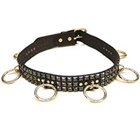 Bondage Belt With 3 Rows Of BLACK Pyramids (Black Leather) by Funk Plus