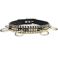 Bondage Belt With 3 Rows Of Pyramids (Black Leather) by Funk Plus