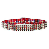 3 Rows Of Cones on a RED PLAID belt by Funk Plus