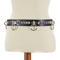 Bondage Belt With 1 Row Of Pyramids (Black Leather) by Funk Plus