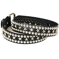 2 Rows Of Cones & 1 Row Of Stars on a BLACK LEATHER belt by Funk Plus