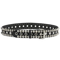 2 Rows Of Cone Studs & Grometts on a Black Leather Belt by Funk Plus