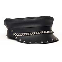 Leather Studded Biker Cap