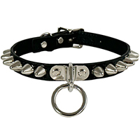 1 Row British Cones & Ring on a Black Patent Choker by Funk Plus