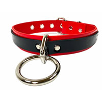 Red/Black Patent Bondage Ring Patent Choker by Funk Plus (Non-Leather)