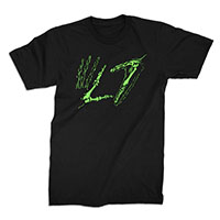 L7- Skeleton Hands Logo on a black shirt