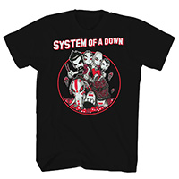 System Of A Down- Mushroom Band on a black shirt