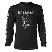 Bathory- Goat on front, Pentagram on back, Sleeve Prints on a black long sleeve shirt