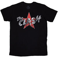 Clash- Star & Distressed Logo on a black shirt