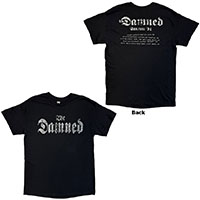 Damned- Distressed Logo on front, EU '24 Tour on back on a black shirt