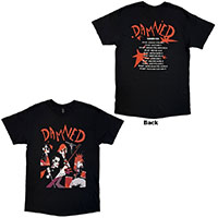Damned- Cartoon on front, EU '25 Tour on back on a black shirt