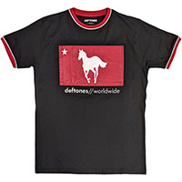 Deftones- Worldwide on a black/red ringer shirt
