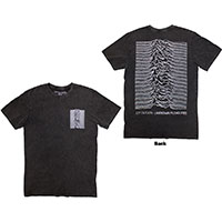 Joy Division- Unknown Pleasures on front & back on a grey mineral wash shirt
