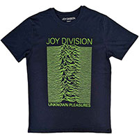 Joy Division- Unknown Pleasures (Green Print) on a navy shirt