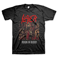 Slayer- Reign In Blood on a black shirt