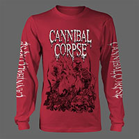 Cannibal Corpse- Pile Of Skulls on a red long sleeve shirt