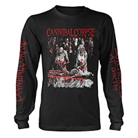 Cannibal Corpse- Butchered At Birth on front, Logo on back, Sleeve Prints on a black long sleeve shirt