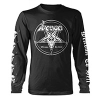 Venom- Welcome To Hell #1 (White Print) on a black long sleeve shirt